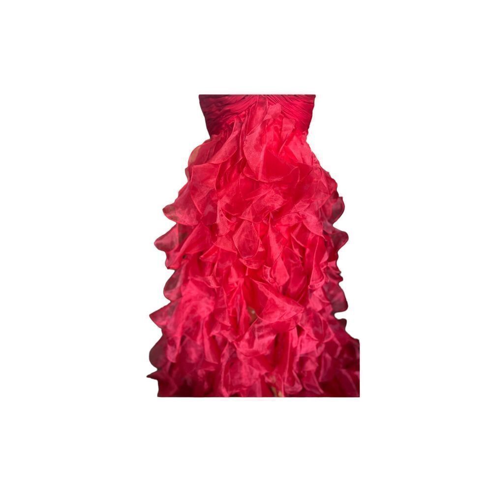 Womens Sherri Hill 2838 Red Organza Ornate Prom Holiday Ball Gown Dress - Size 8 - Picture 5 of 7